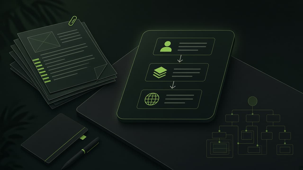 Illustration of architecture cards flowing Worker to Cache to API
